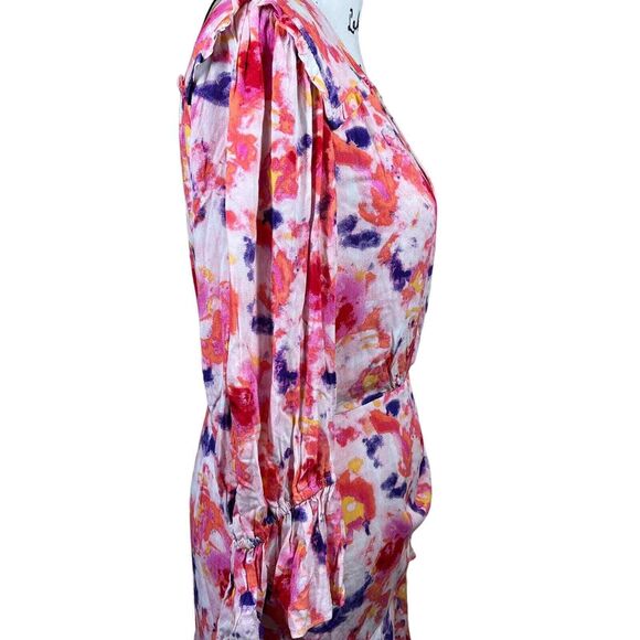 Betsey Johnson pink dress floral side ruched long sleeve size 8 soft girl barbie - Picture 13 of 16